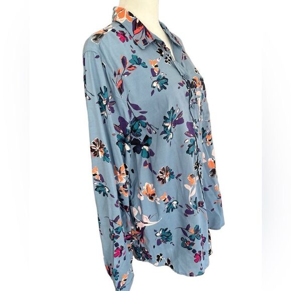Beachlunchlounge blue floral button front shirt - Picture 5 of 7